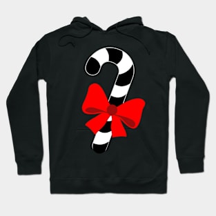 LARGE BLACK AND WHITE CHRISTMAS CANDY CAN WITH RED BOW DESIGN Hoodie